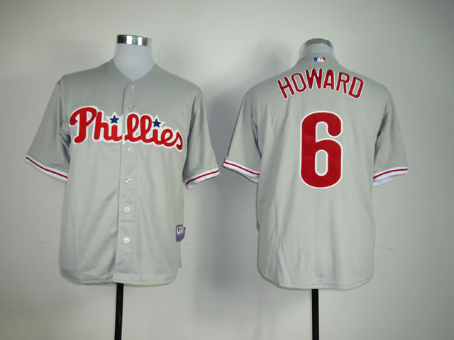 Men Philadelphia Phillies #6 Howard Grey MLB Jerseys->philadelphia phillies->MLB Jersey